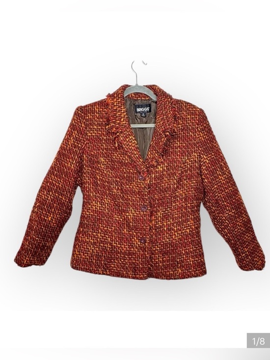 Briggs New York Jackets & Blazers - Y2K Briggs Orange Pink Tweed Classic Heritage Preppy Blazer Jacket Size 14